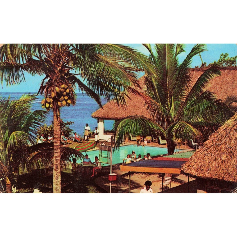 Vintage 1971 Fiji Korolevu Beach Hotel Pool Postcard Stinson Chrome VG - Picture 1 of 2